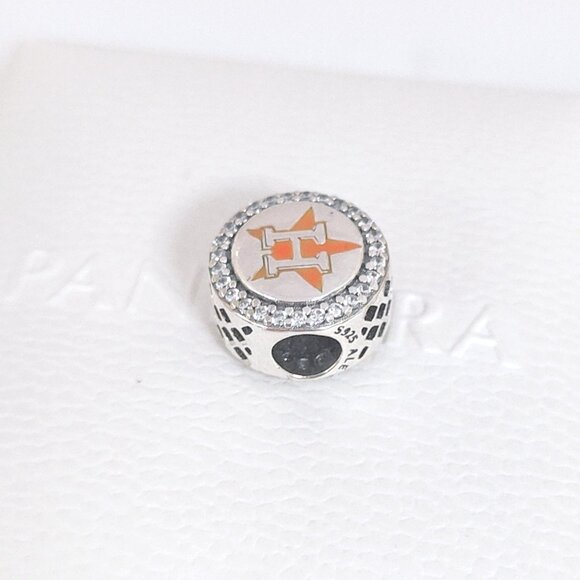 Pandora Houston Astros Baseball Charm Bead Exclusive S925 Silver with box - Picture 2 of 7